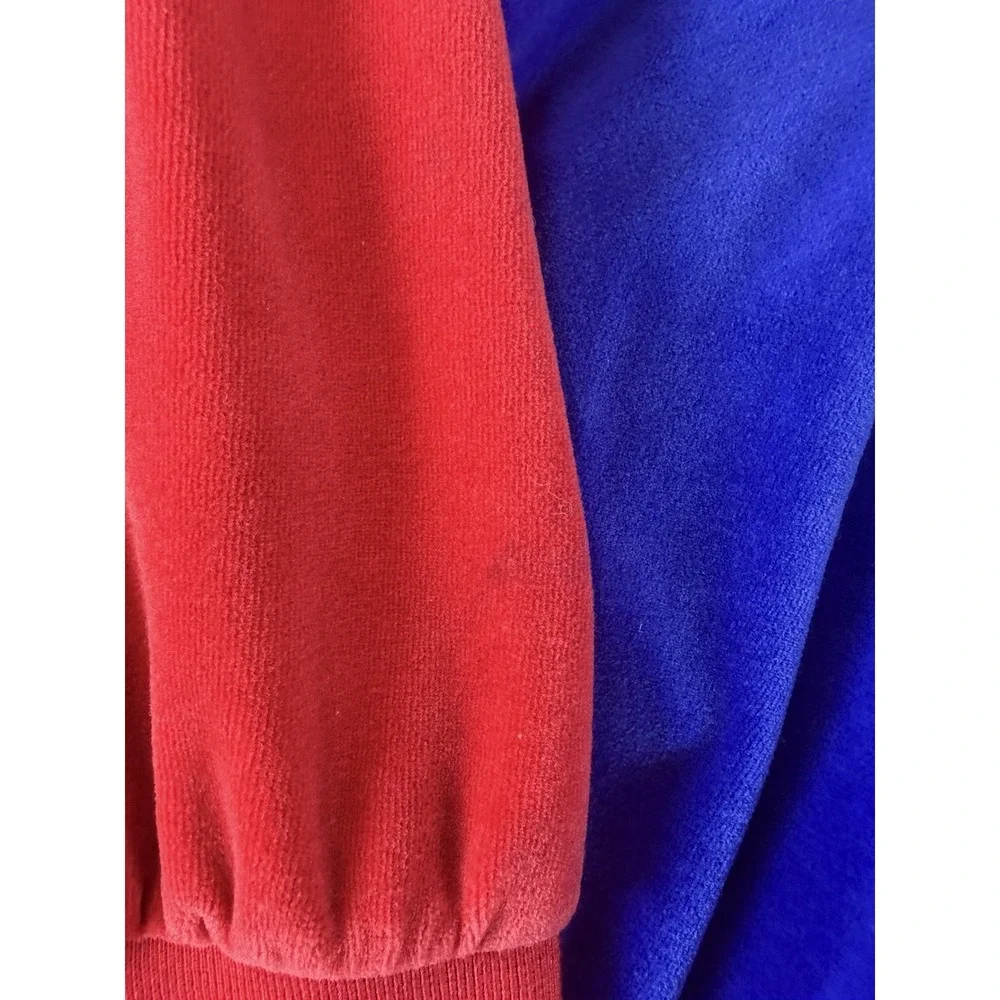 Sweatsedo Mens Velour Track Jacket Red Blue USA Beerfest Full Zip Size M - Picture 7 of 11